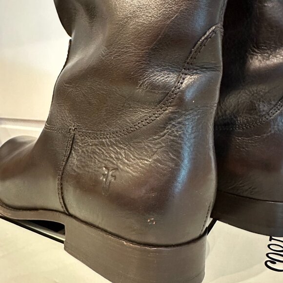 Frye Leather Boots - Melissa Logo Style in Dark Brown - Picture 10 of 11
